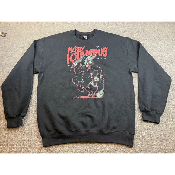 Merry Krampus Gildan Men's Medium Black Heavy Blend‎ Crewneck Sweatshirt - Picture 1 of 8